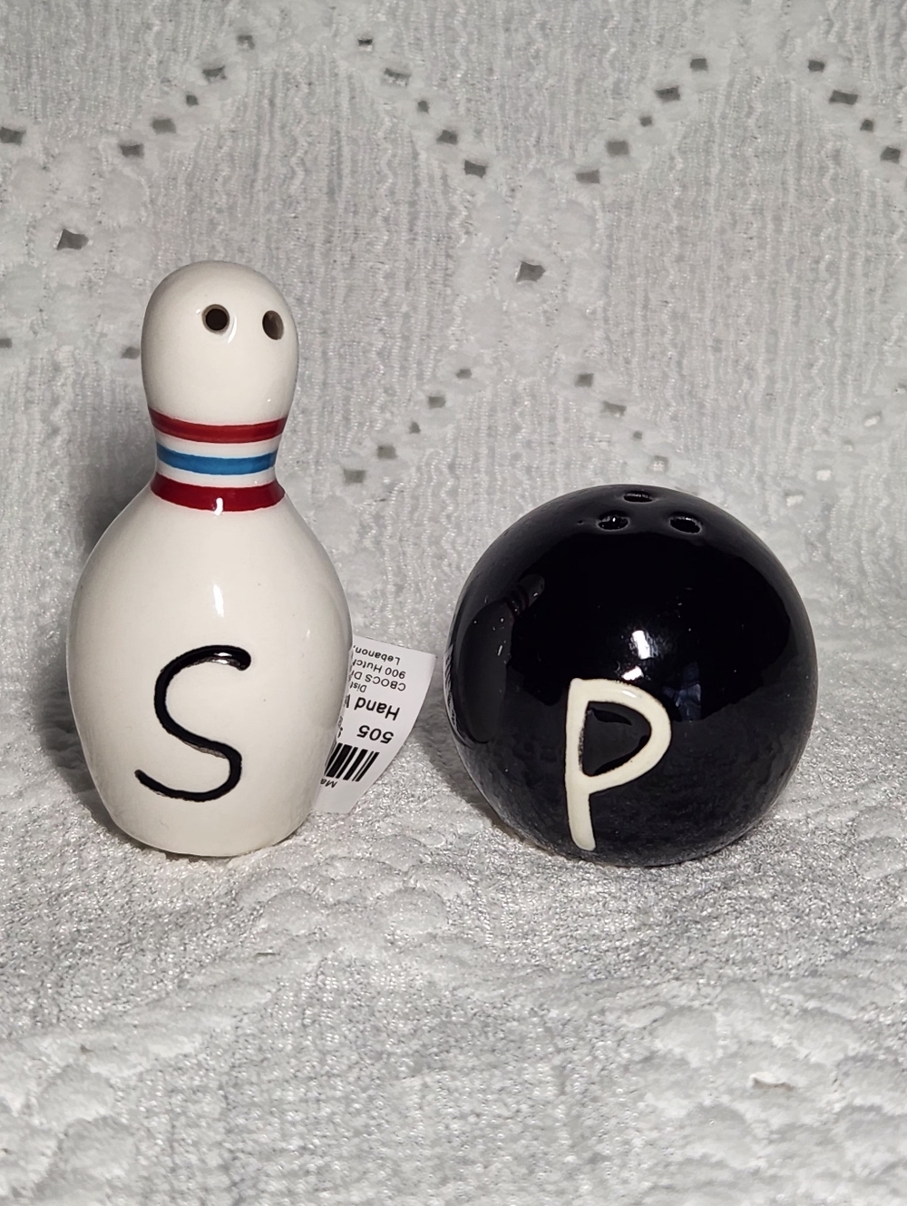 Bowling Set Salt And Pepper Shakers NWT Miniatures Bowling Pin And Ball
